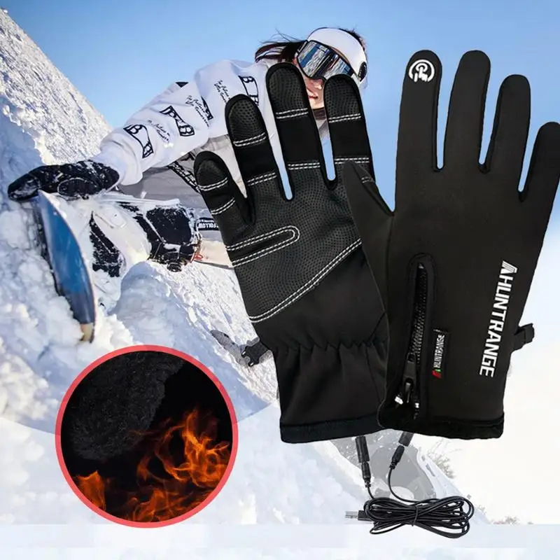 Winter Gloves USB Heated Gloves Electrical Sport Gloves With High Density Fabric Men Women Skiing Motorcycle Heated Gloves M-XXL