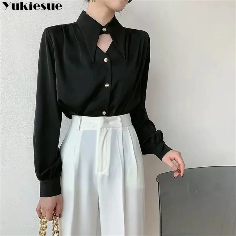 2023 Spring shirt Elegant OL Chic Turn-down Collar Long Sleeve tops Women\'s Top Blouse women shirts and blouses Female Clothing