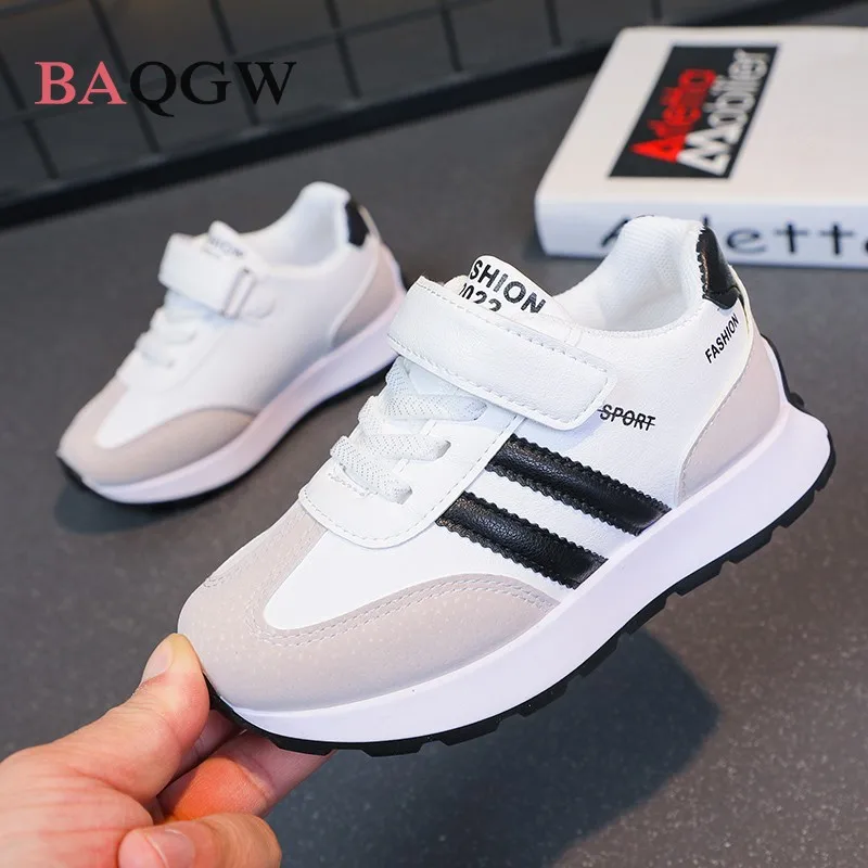 Children Leather Patchwork Sneakers 2023 Spring Autumn New Baby Soft Bottom Casual Shoes School Sports Sneakers for Boys Girls