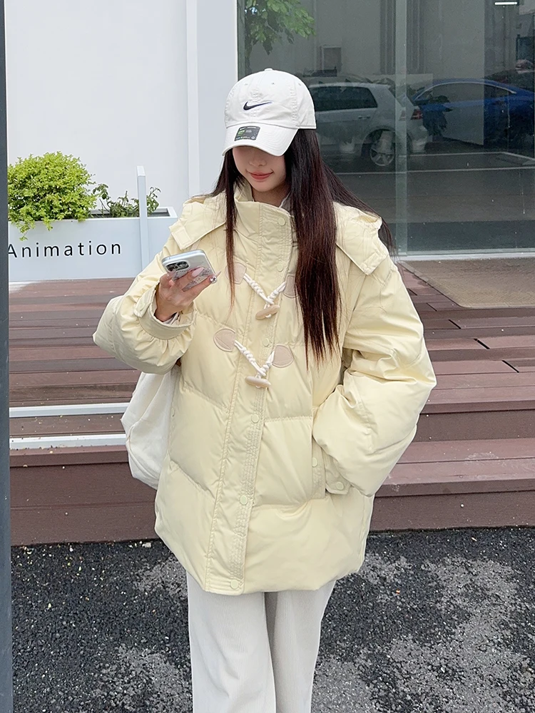 

plus Size Thiened Cotton Jaet Women's Winter Loose Bread Sle Coat Korean Version Regular Sve Long Hooded Polyester