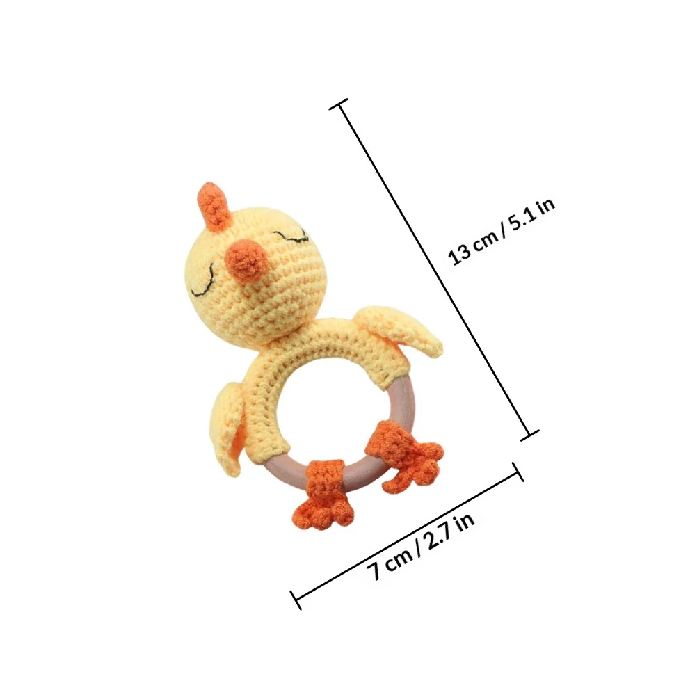 1 Stuks Houten Rammelaar Creatieve Kuiken Vorm Baby Handheld Rammelaar Stimuleren van het zicht Grijpen Hand-oogcoördinatie Vroeg Onderwijs