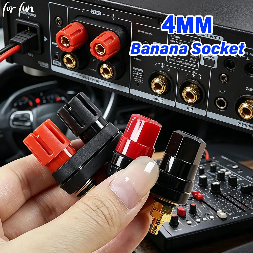 For Fun 1PC 4MM Banana Socket Red Black Double Hex/Plum Head Connector Amplifier Terminal Binding Post Banana Speaker Plug Jack