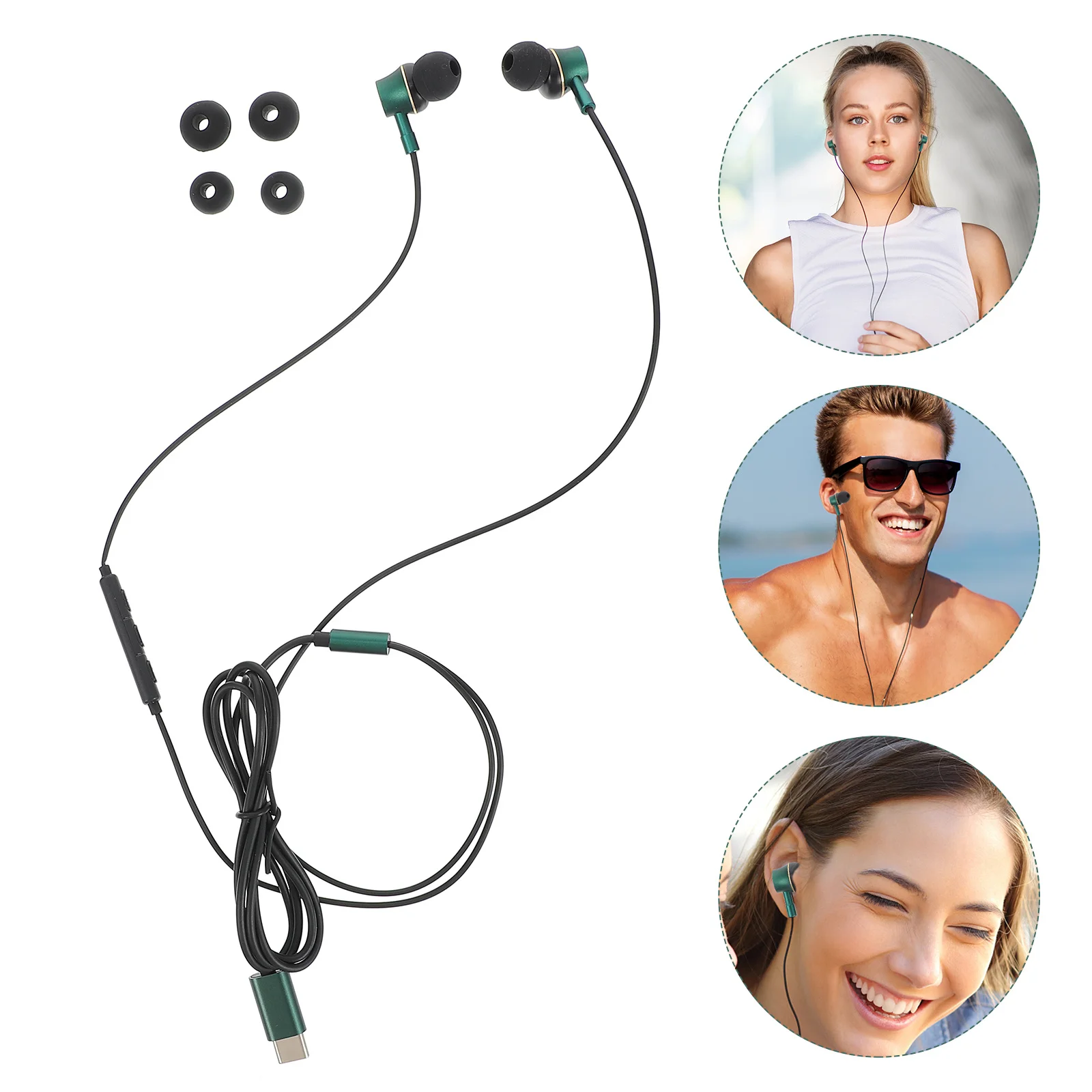 

Type-C Earphone 360° In-Ear Earbud Usb C Headphone For Phone Tablet Noise Canceling Headset