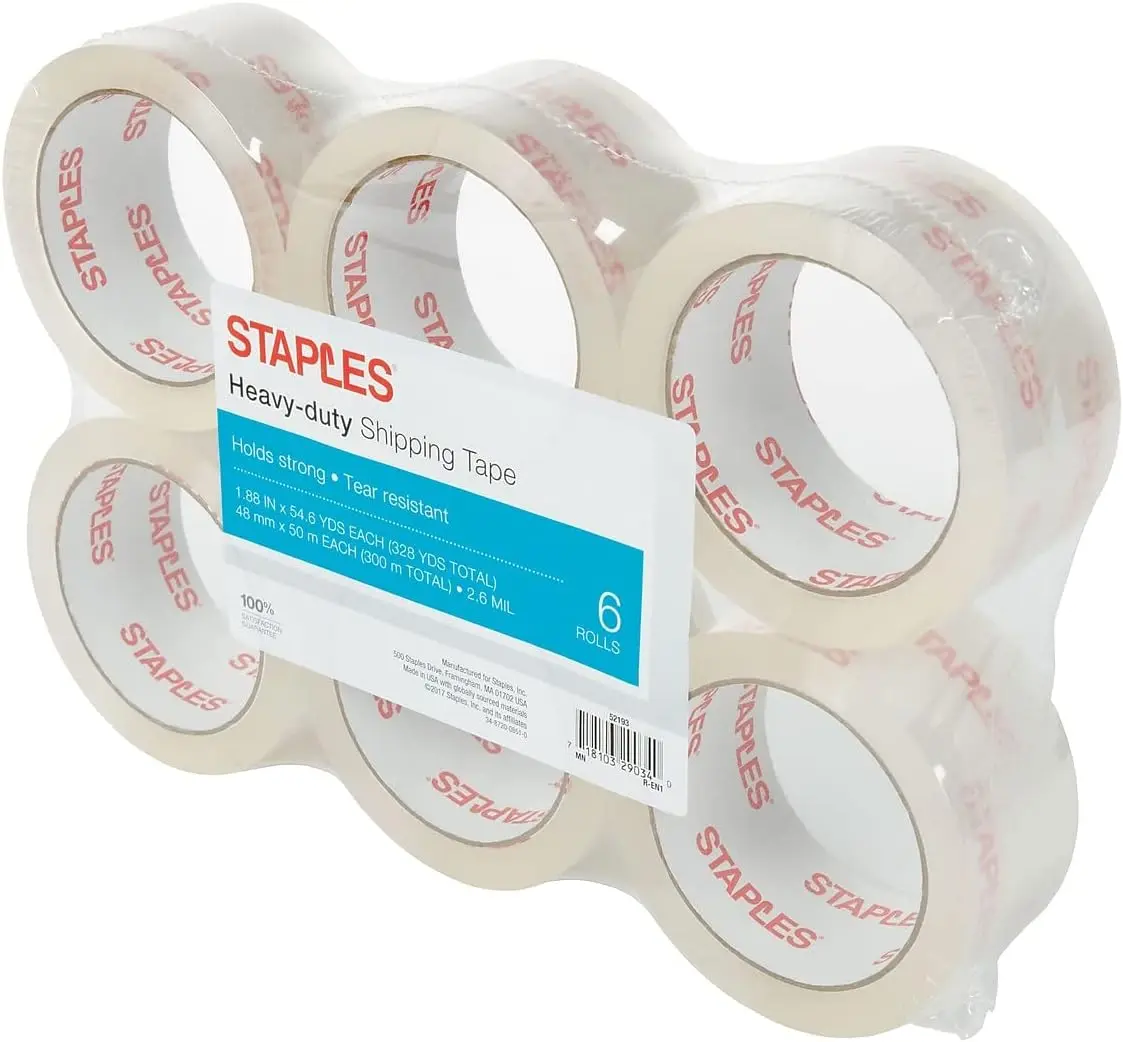 

Clear Packing Tape - 60 Yards Per Roll (Pack of 6 Rolls) - Stronger & Thicker 2.7mil, Heavy Duty Adhesive Industrial Dep