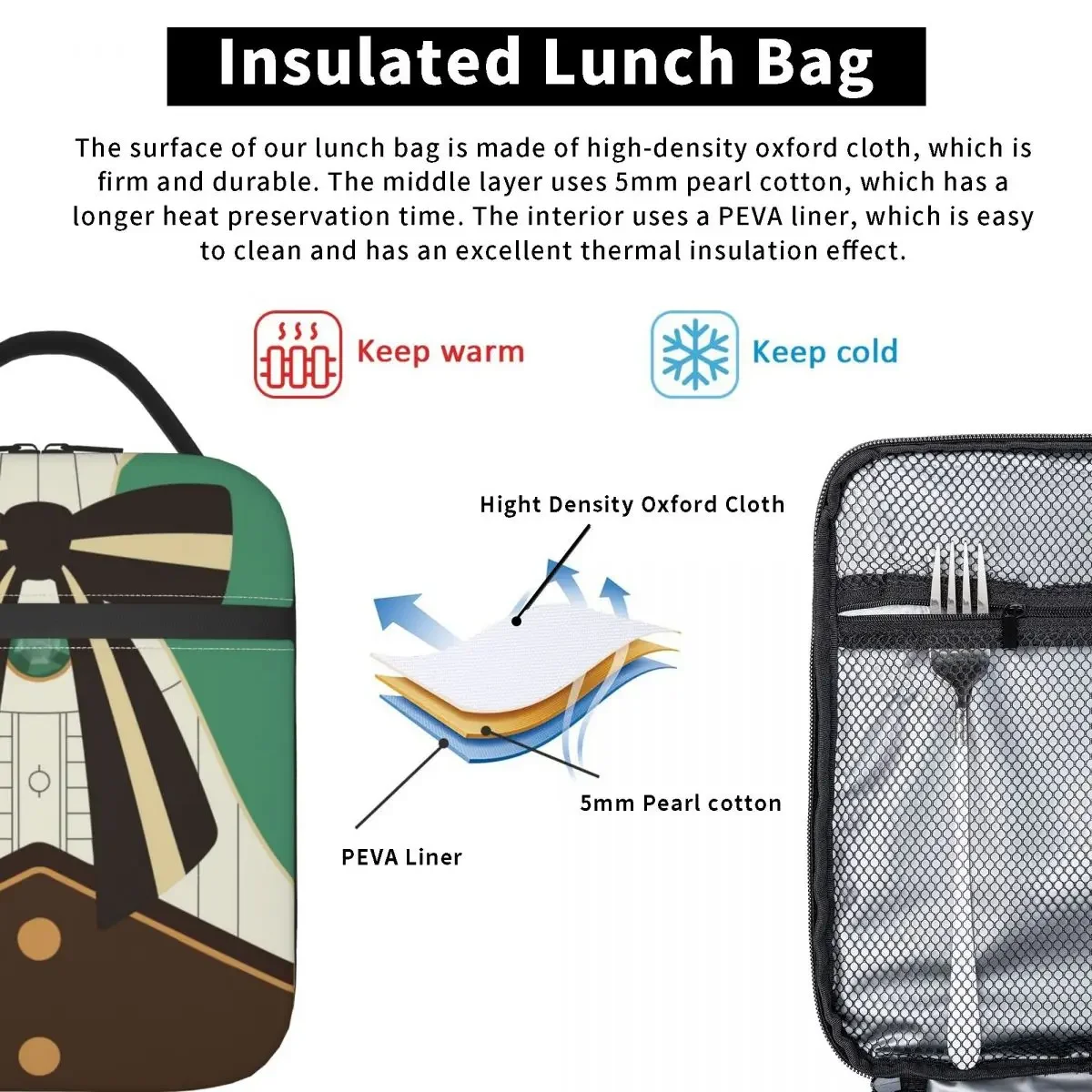 Genshin Impact Venti Insulated Lunch Bag Large Reusable Thermal Bag Lunch Box Tote Office Picnic Men Women