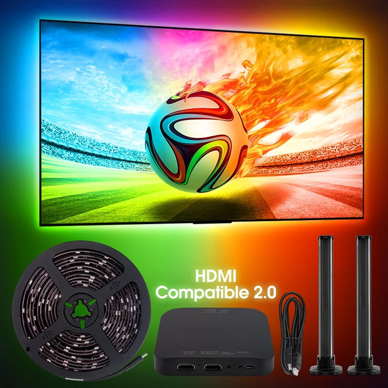 smart light bar strip kit retroiluminacao para tv sincronizacao com tela kit rgb 4k compativel com hdmi dispositivo 20 caixa de sincronizacao para filme jogos ue plug eua 01