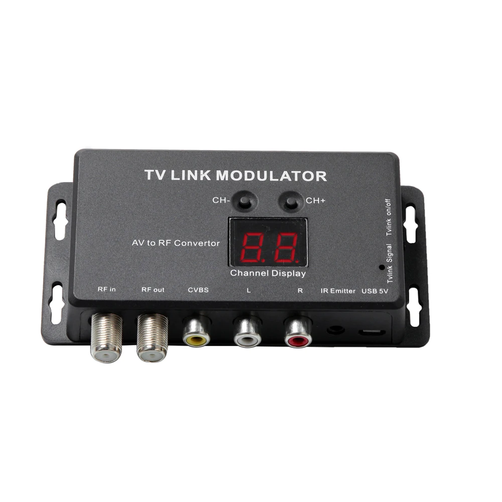 UHF TV LINK Modulator AV إلى RF Converter IR موسع مع 21 قناة عرض PAL/NTSC اختياري بلاستيك عالي الجودة
