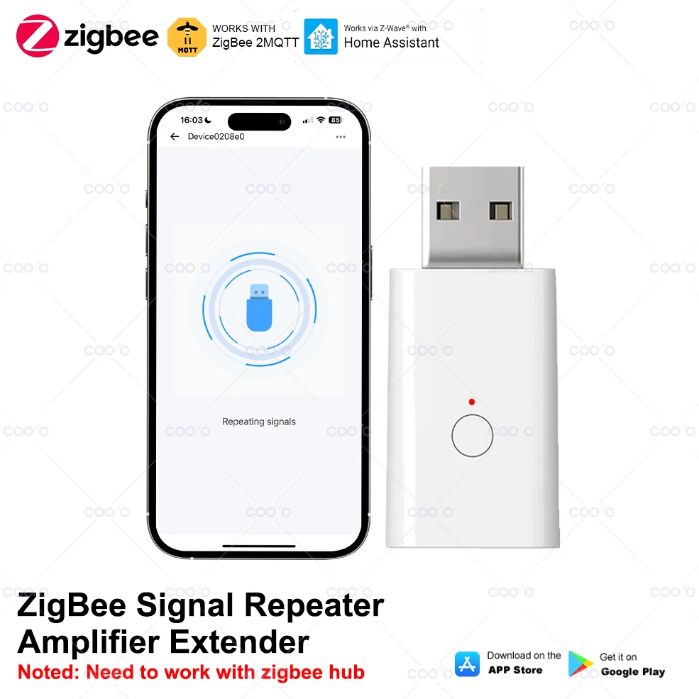 ZigBee Signal Repeater Signal Amplifier USB Extender Work with ZigBee Gateway Home Assistant Zigbee2mqtt Smart Home Device