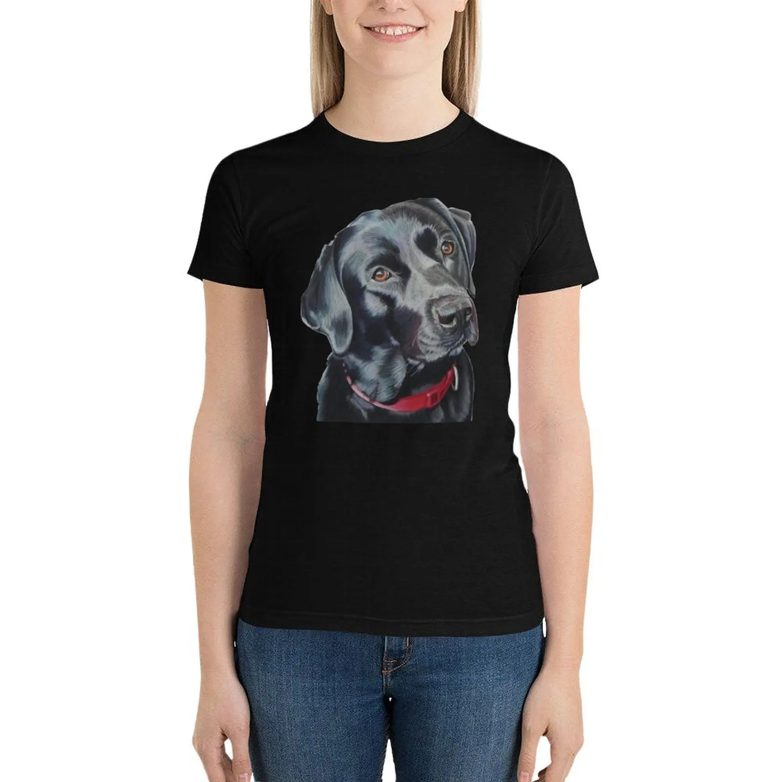 

Indi the black Labrador T-Shirt tops kawaii clothes Women clothes