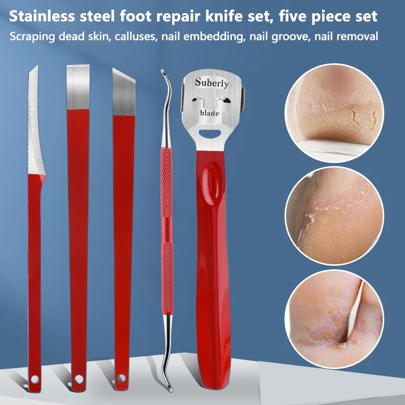 Foot Toenail Repair Knife Set Remove Dead Skin Calluses Exfoliate Manicure Care Feet Nail Nail Shaver Ingrown Cuticle Scraper