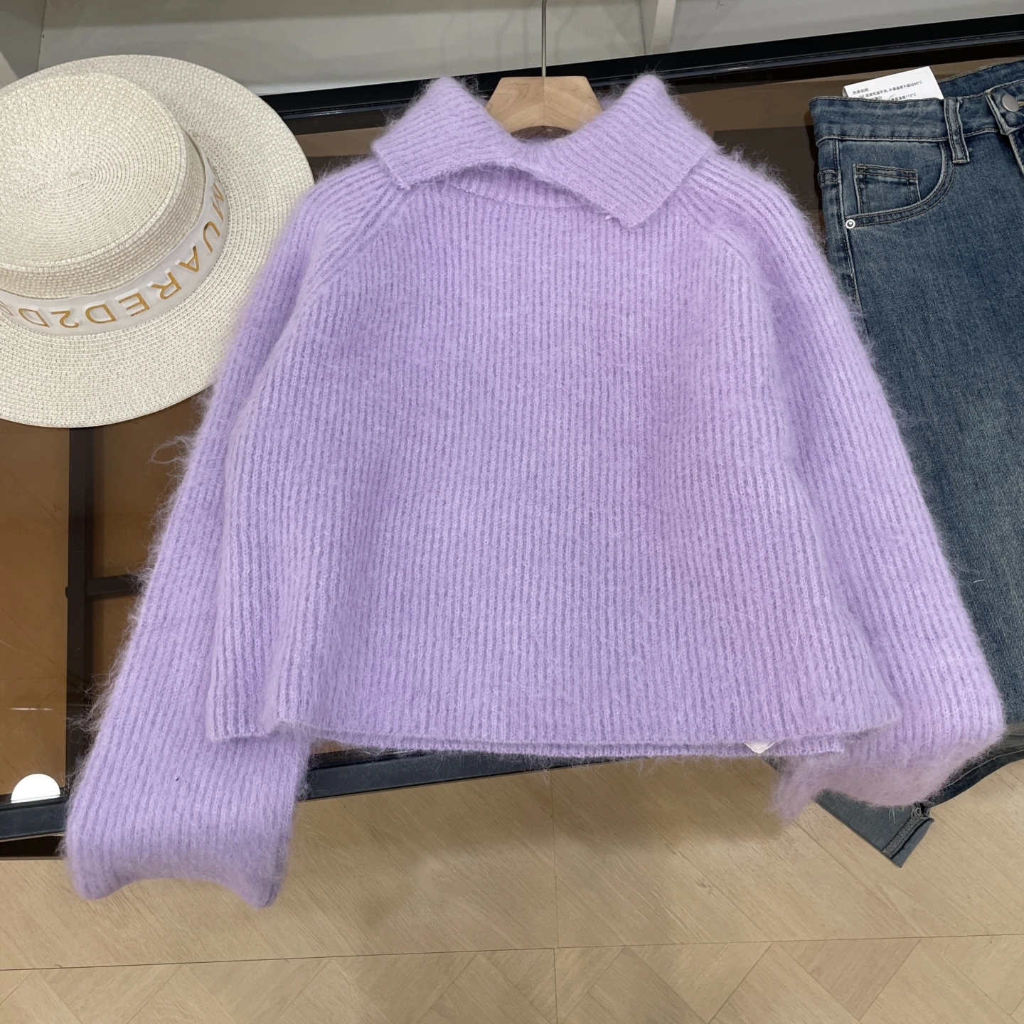 

Autumn Winter Casual Loose Long Sve Women's Sweater Turn-down Collar Color Slimming Effect Comfortable Faionable