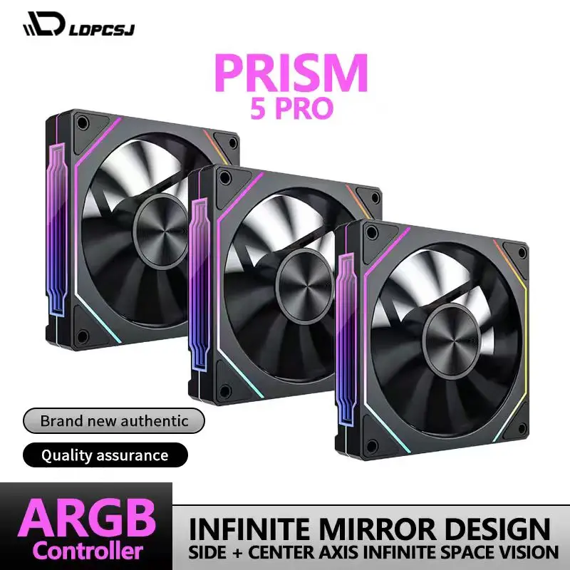 LDPCSJ Prism 4RS 120mm ARGB PC Case Fan with Infinity Mirror Design Motherboard Sync 4PIN PWM CPU Cooler Ventilador