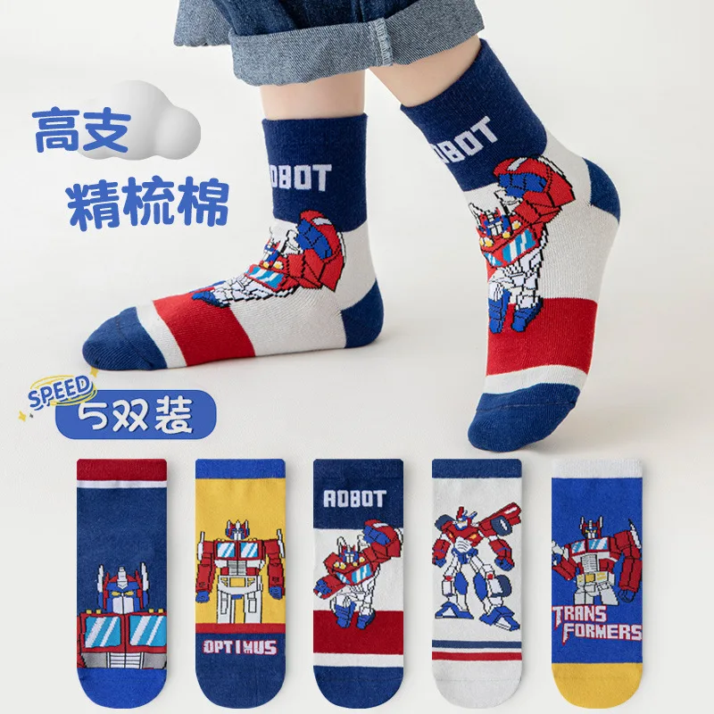 Skarpetki Transformers Movie Optimus Prime Pring i jesienne oddychające skarpetki z czesanej bawełny Mid-Tube Skarpetki dziecięce z kreskówek