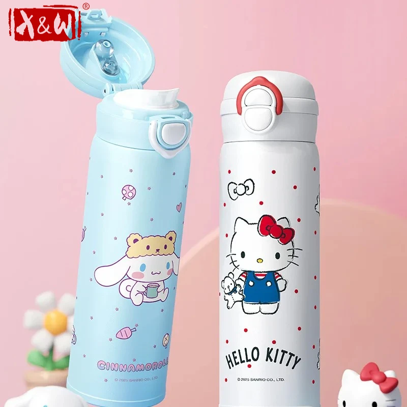 X&W für Sanrio Thermosbecher Hello Kitty Kinder 316 Edelstahl Cartoon Isolierte Wasserflasche Tragbare Vakuumflasche als Geschenk