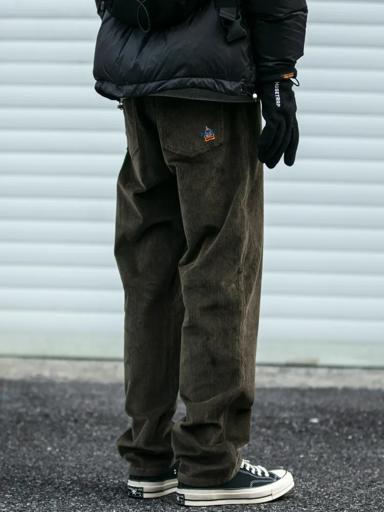 

Мужские вельветовые брюки свободного кроя, прямые, удобные, эластичные, повседневные, в стиле High Street, молодежные, модные, прямые, L