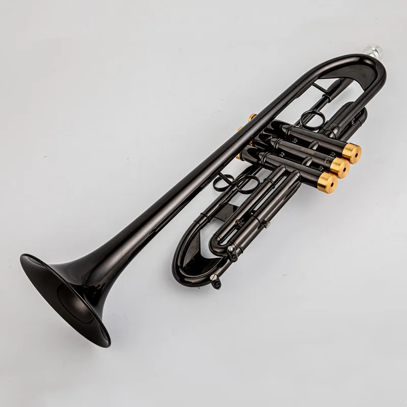 Hot Sell Bach TR 750 Bb Small Trumpet Black nickel gold Key Professional Music Instruments with case Free Shipping