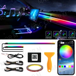 Luz LED de ambiente para coche, tiras acrílicas para Interior de salpicadero, lámpara de atmósfera, Control por aplicación, Sinfonía, RGB, 140cm, 55,12 pulgadas