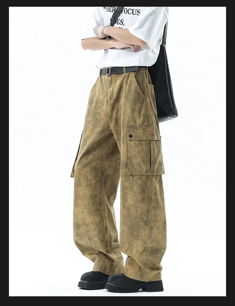Men's White Baggy Jeans Dirty Printed Grunge Y2K Loose Straight Denim Pants Harajuku Oversized Streetwear Jeans Trousers Male