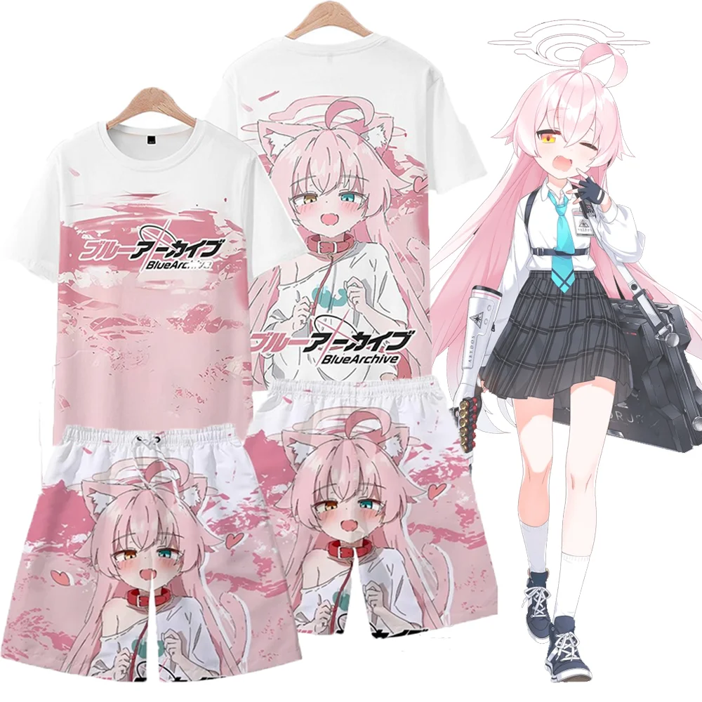 Anime Blue Archive Takanashi Hoshino 3D Print T-shirt Set Kawaii Kids Cosplay Tee Shorts Suit Summer Men Women Tracksuit Outfits