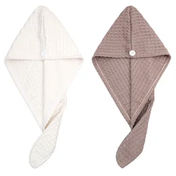2 Pcs Quick Dry Hair Turban Water Absorbent Caps Drying Wraps Supple Shower Hat Hair Tool Bath Towel Home Textile Accessories