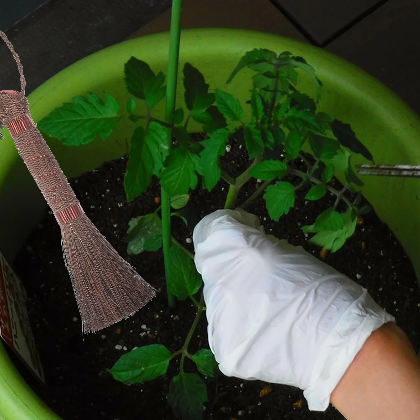 

3Pcs Palm Fiber Bonsai Broom Multi-Use Garden Cleaning Brush Flowerpot Washing Scrub Brush Portable Handy Tool