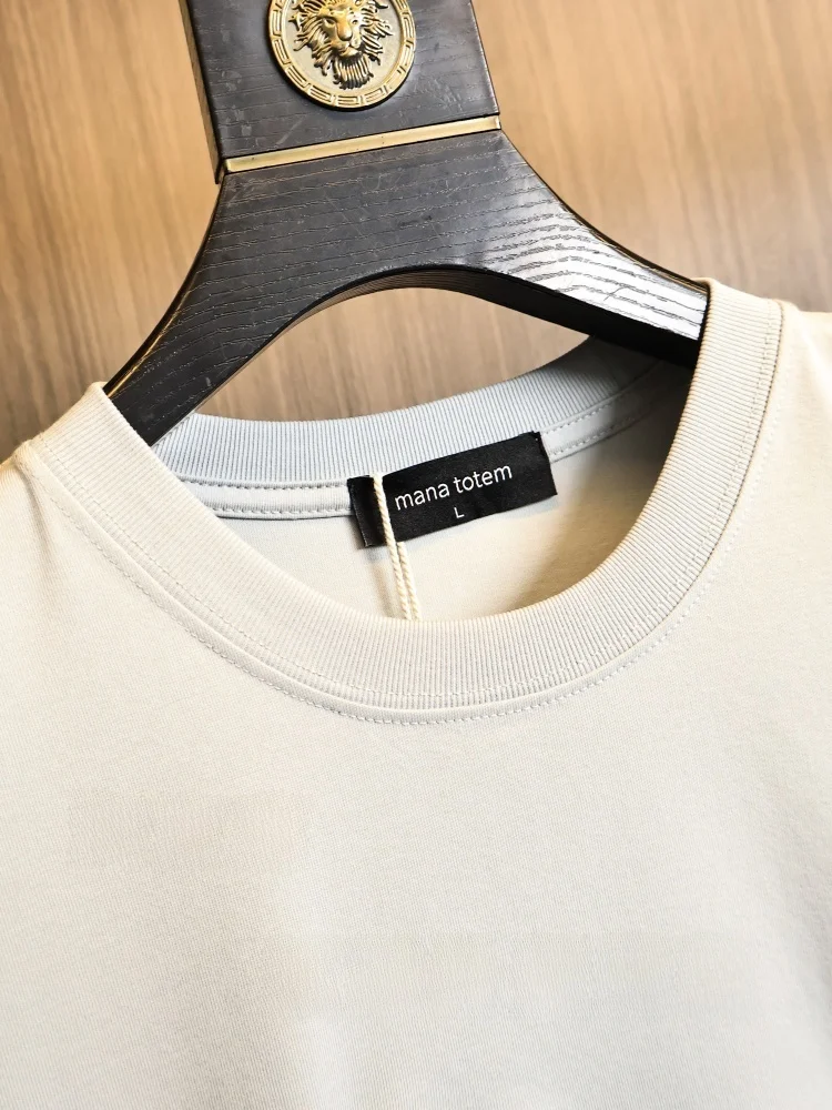 High-End 3D Embroidery  Thread Summer Men's  Color Loose Fit round Neck Short Sleeve T-Shirt Fashion Urban Style