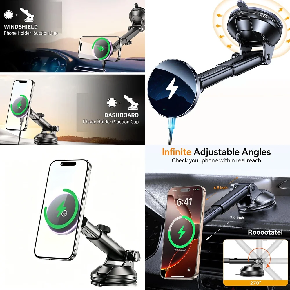 Chargers Adapters Trending Product 2026 Wireless Charger Dashboard Car Phone Holder Magnetic Consumer Electronics Accessories