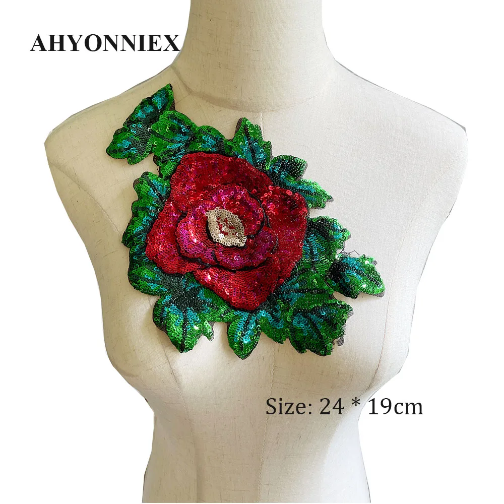 High Quality Sew On Sequins Flower Leaves Patch For Clothes DIY Accessories for Clothing T-shirt Dress Swimsuit Decoration