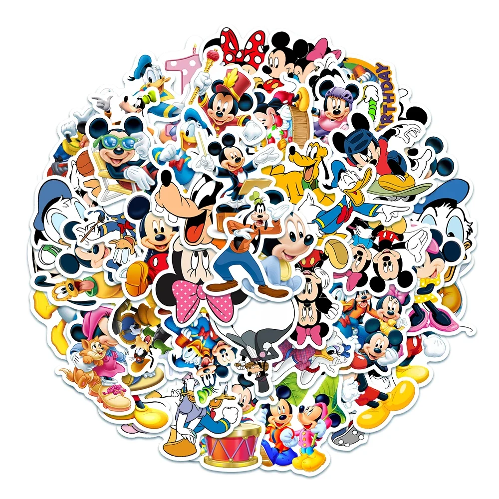 50pcs Disney Cute Cartoon Mickey Mouse Graffiti Stickers DIY Laptop Scrapbook Phone Luggage Guitar Children\'s Stickers Toy