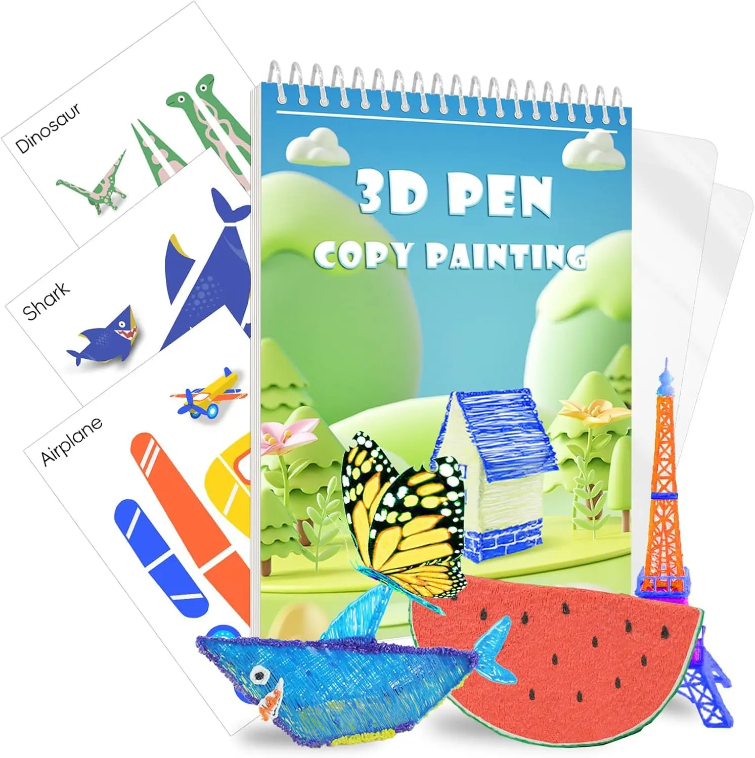 

3D Printing Pen Drawing Book Spiral Bound with 40 Patterns Reusable Template