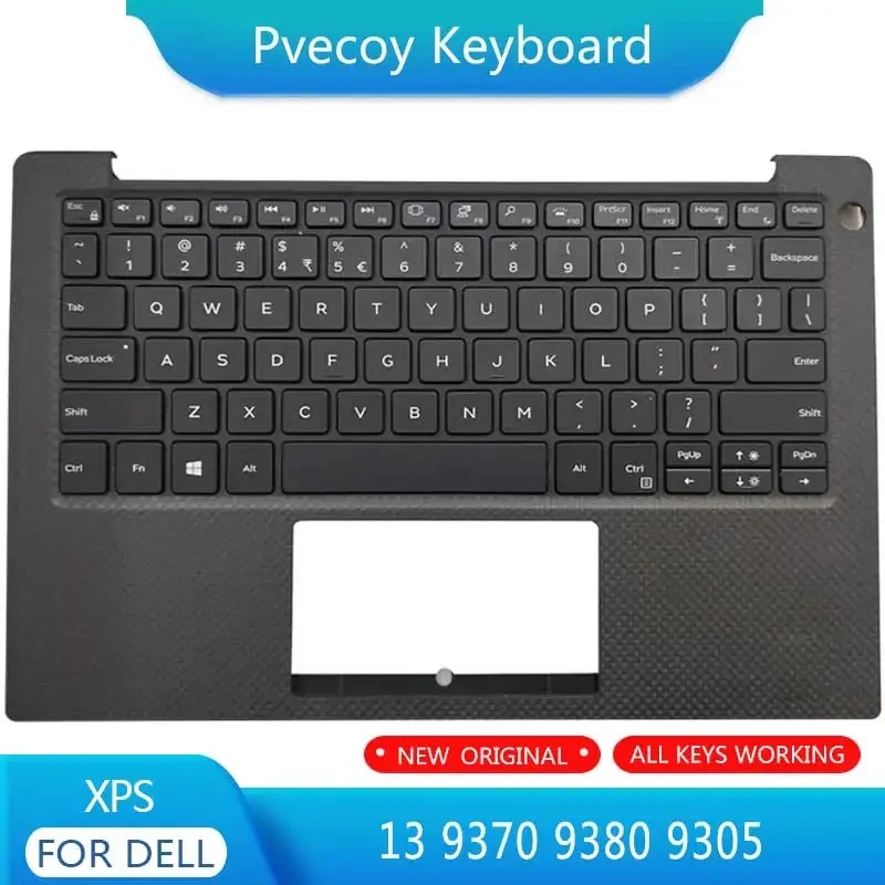 

New For XPS 13 9370 9380 9305 Laptop Palmrest Case Keyboard US English Version Upper Cover