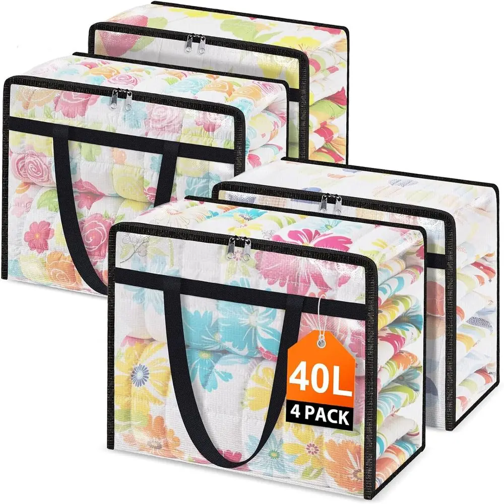 

Large 4-Pack Under Bed Storage Containers with Lids and Handles for Clothes, Bedding, and More