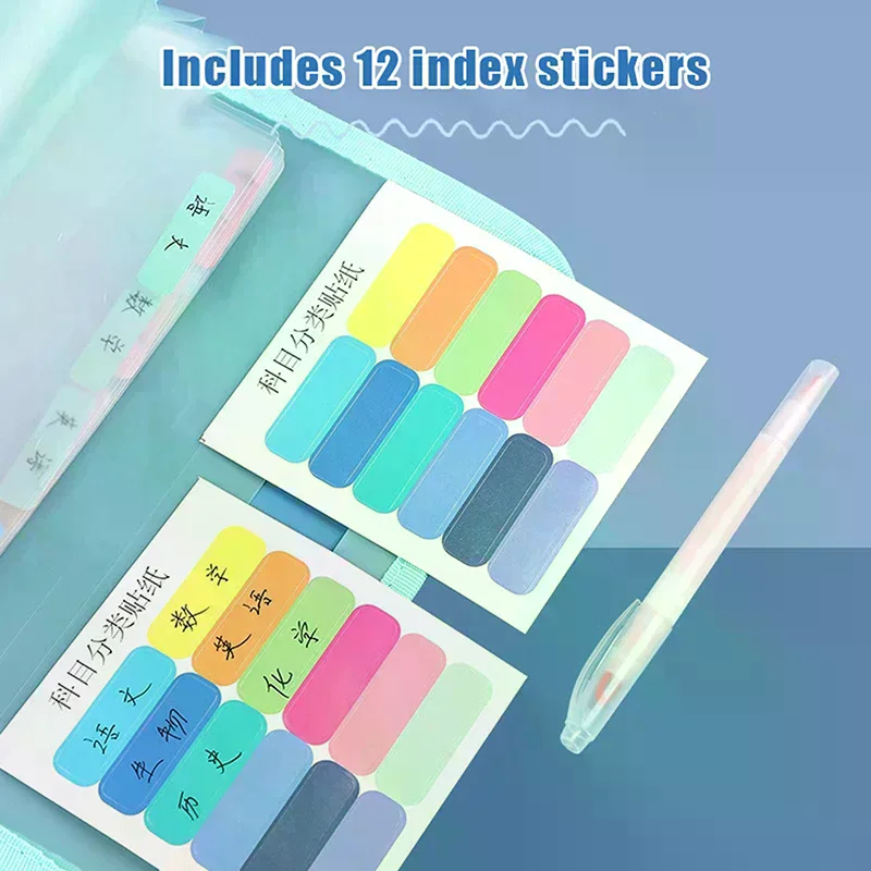 13 Pocket File Folders Portable A4 Letter Size Macaron Color Accordian Document Organizer Classroom Office Home Storage