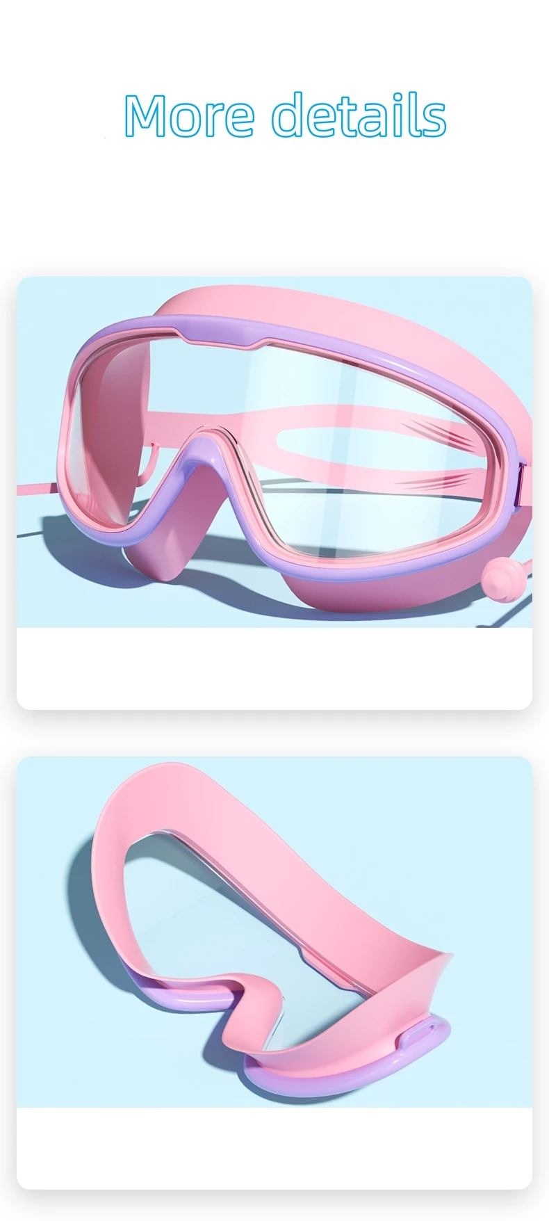 Kinder-Schwimmbrille mit großem Rahmen, HD-Sicht, beschlagfrei, wasserdicht, für Jungen und Mädchen, mehrfarbig zur Auswahl – Detail 10