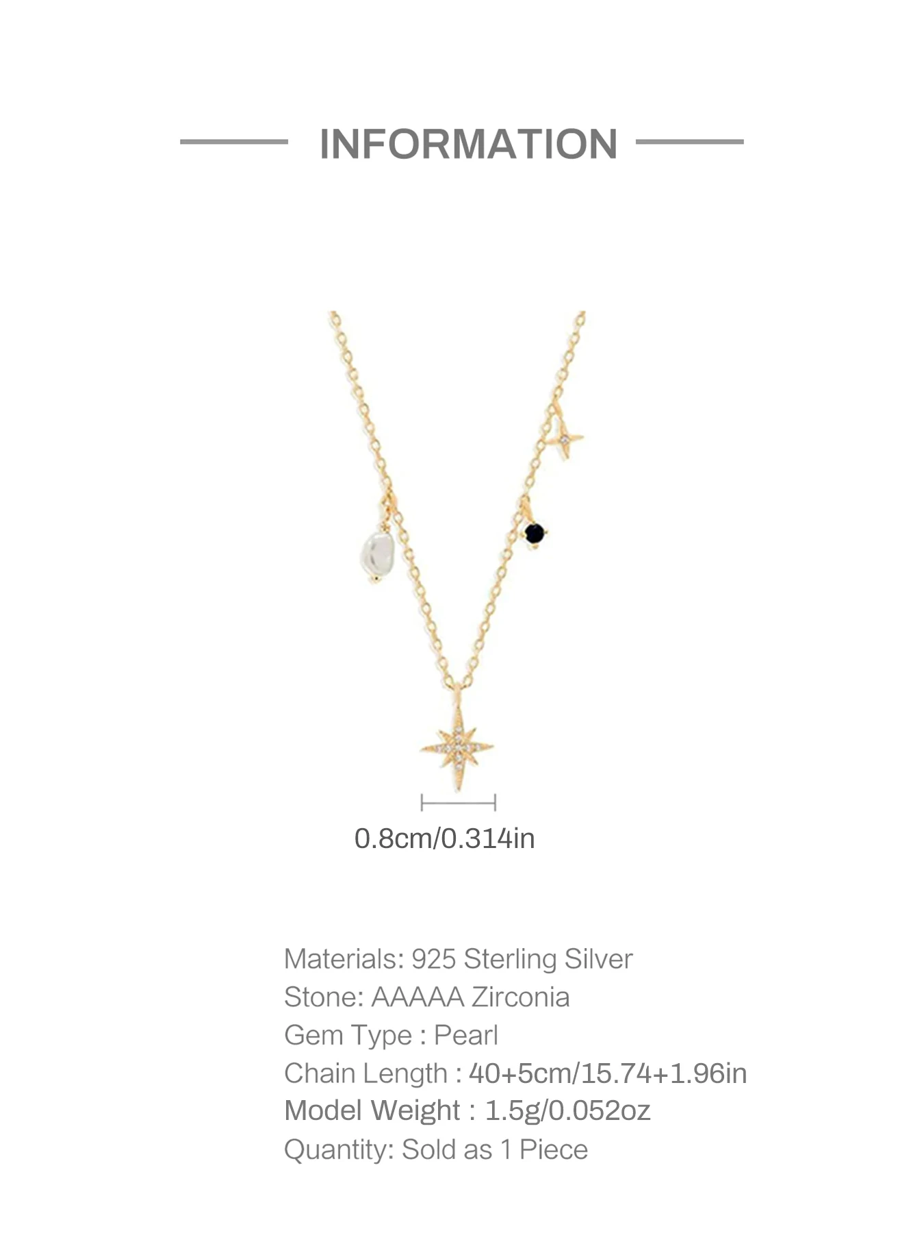 CANNER Fashion Style 925 Sterling Silver Clavicle Necklaces Simple Set with 5 Claw Set Irregular Zirconia Pendant Necklace
