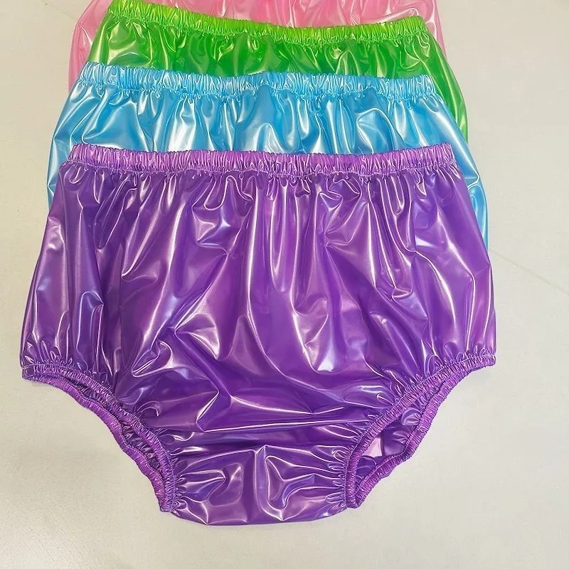 Loose PVC Leak Proof Waterproof Briefs Adult ABDL Sexy Plastic High Waist Triangle Pants  Glossy Soft Plus Size Underwear