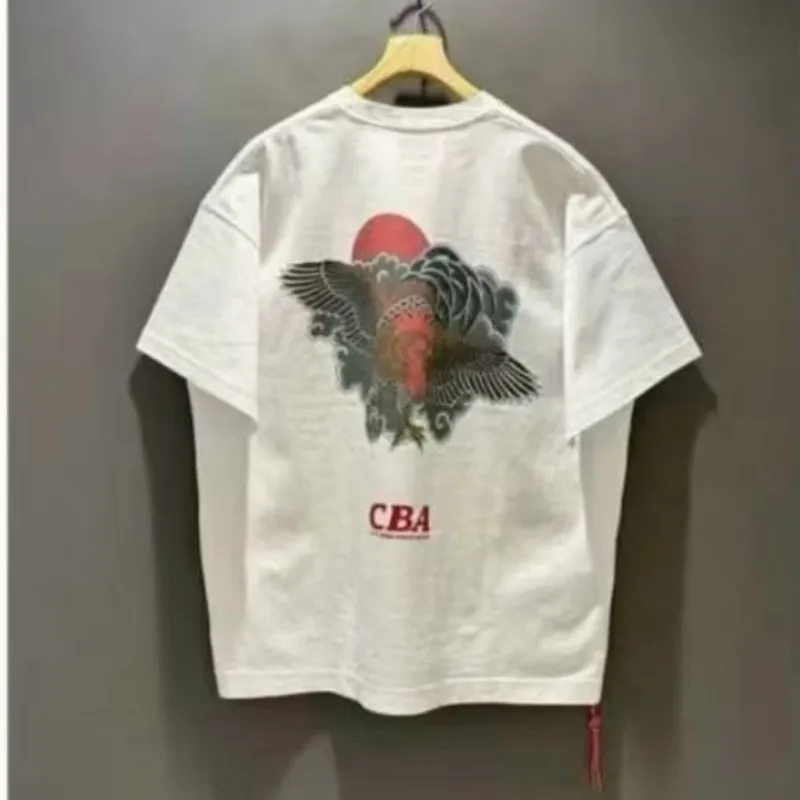 Cartoon Spotted Dove Auspicious Cloud Print Beams Tshirts Cotton Round Neck Short Sleeve Men Women Breathable Casual Streetwear