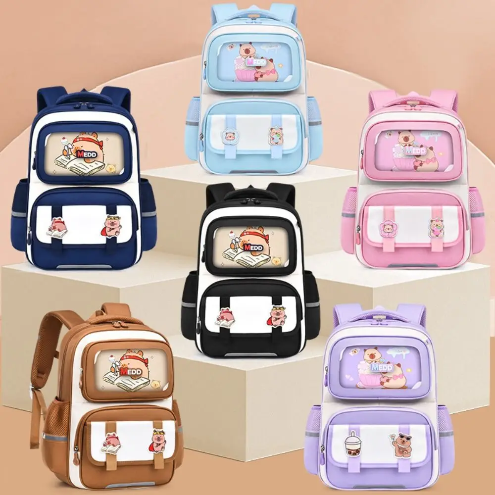 

Large Capacity Capybara School Bag Spine Protection Reflective Strip Children Stationery Waterproof Breathable Students Backpack