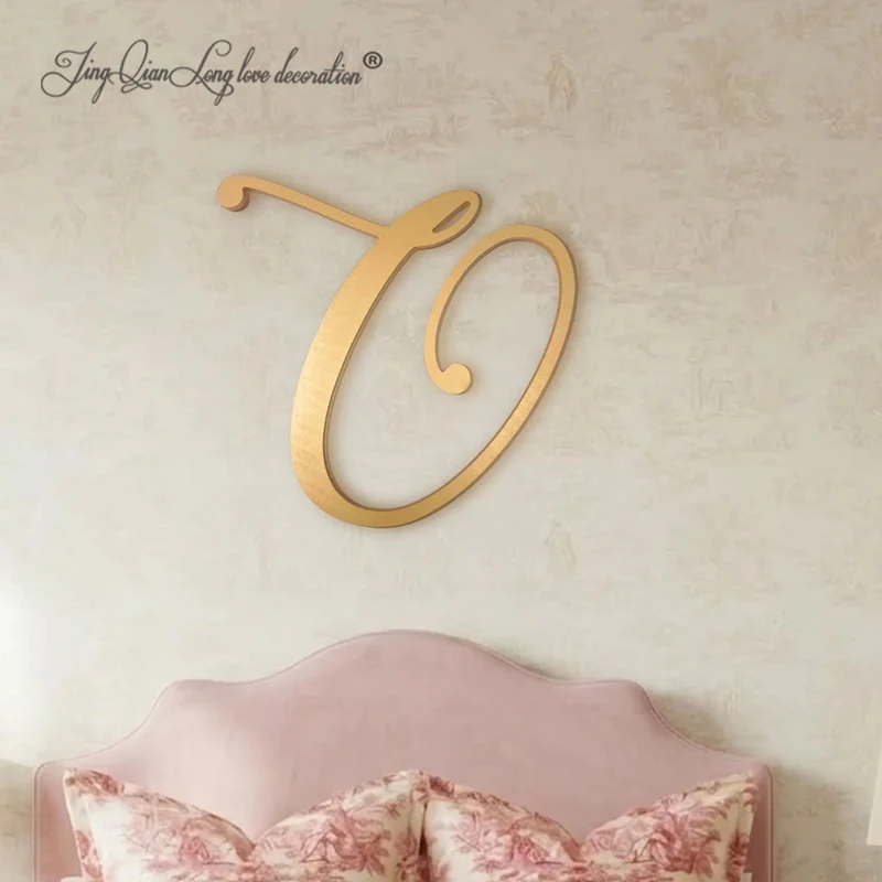 Custom cursive letters preppy room decor, large wall letters college apartment decor, monogram letter above bed decor, wood lett
