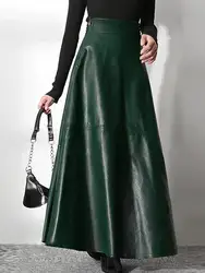 ZANZEA Maxi gonna in pelle PU da donna 2024 primavera elegante OL Long Saias Fashion Solid Mujer Faldas Casual cerniera a vita alta Jupe