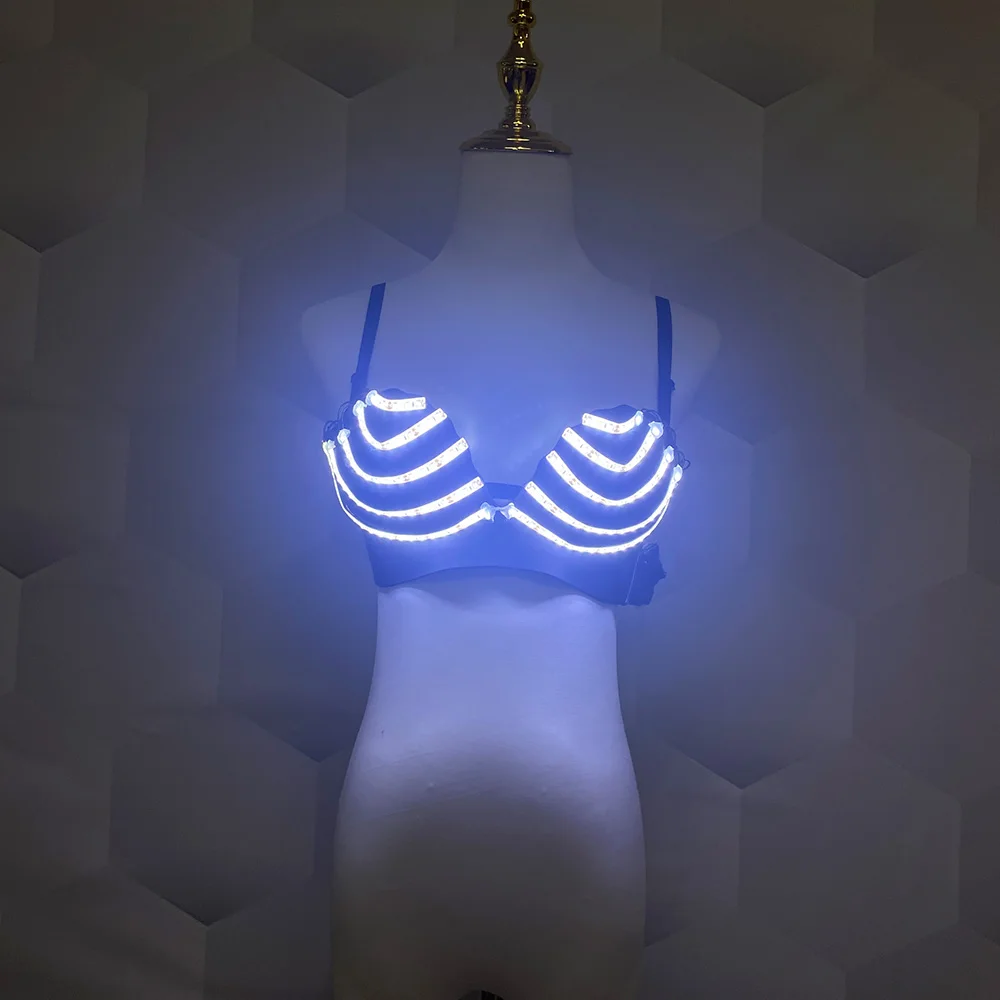 LED Bra Club Wear Sexy Costume Role Play Bra LED Ladies Sexy Costume Christmas Party Dance Performance Light Up Lingerie