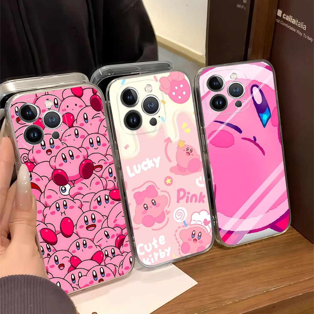 

Anime K-Kirby Lovely Phone Case For IPhone 16 15 8 7 6 6S Plus X SE XR XS 14 11 12 13 Mini Pro Max Mobile Case