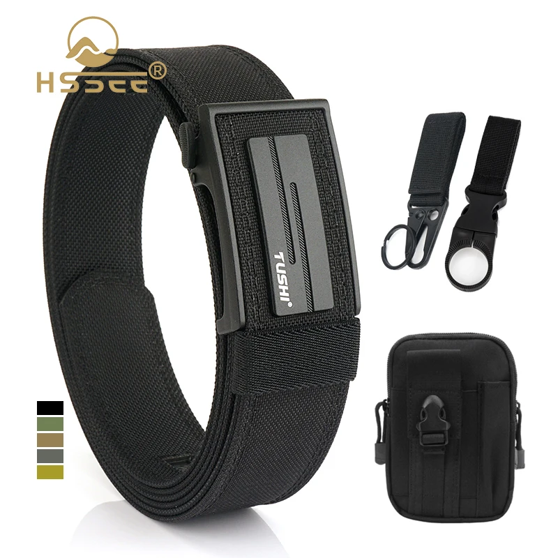 HSSEE Work Tool Belt for Men and Women Metal Automatic Buckle Military Tactical Pistol Belt 1100D Nylon Casual Belt Male Girdle