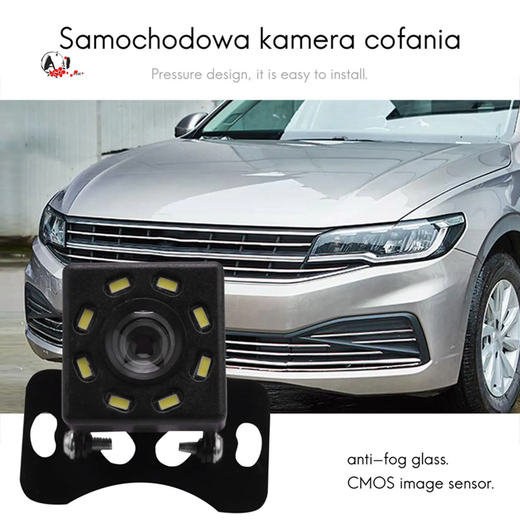 A10E-Car Rear View Camera Universal Backup Parking Camera 8 LED Night Visible Waterproof 170 Wide Angle HD Color Image