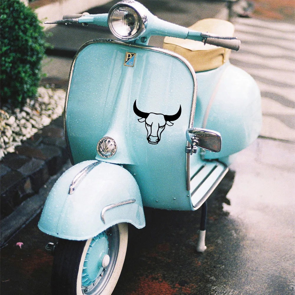 Funny bull head cartoon car stickers, waterproof vinyl material decals, small accessories for motorcycles and helmets