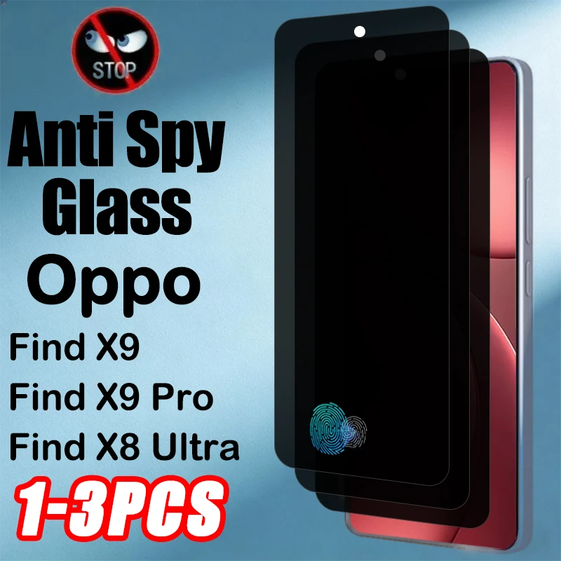 

1-3pcs Privacy Tempered Glass for OPPO Find X9 Pro Anti Spy Screen Protector for OPPO Find X8 Ultra Thin Unlock Fingerprint
