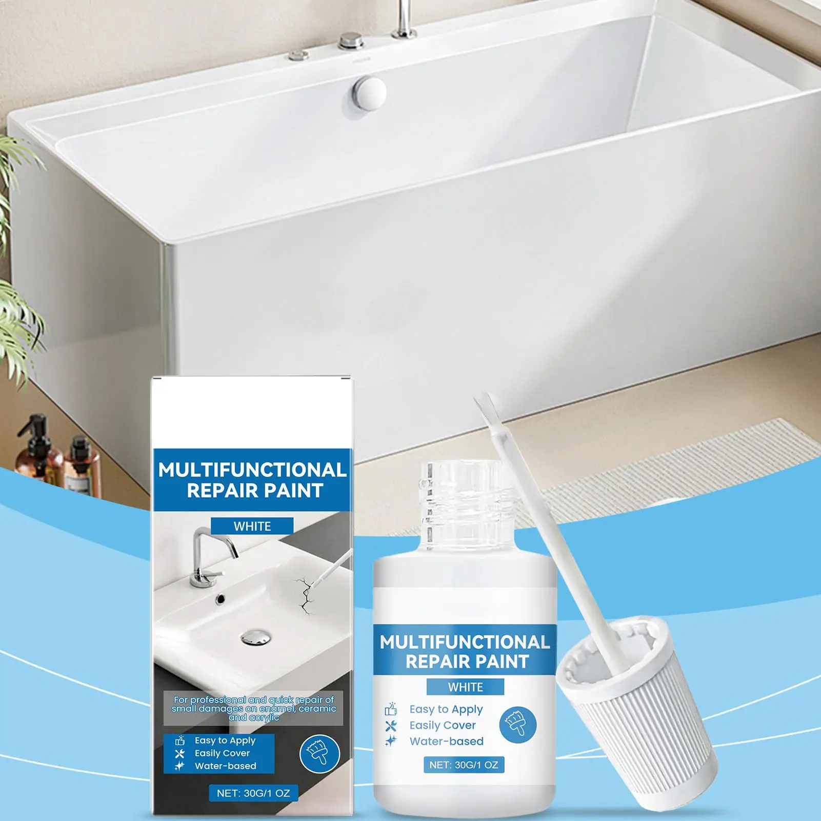 Tile Paint Waterproof Quick Dry Scratch Repair Coating, Tile Paint Kit for Bathroom Shower Bathtub Sink Kitchen Cabinet Outdoor
