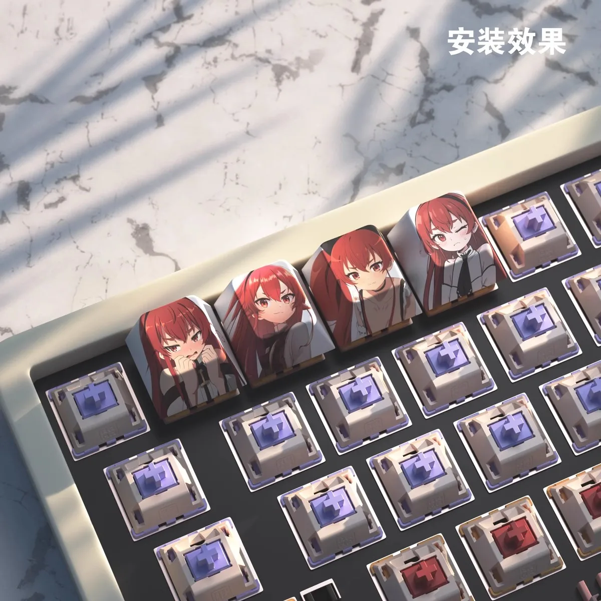 4 teclas/conjunto de teclas de reencarnação sem emprego pbt corante subbed tampas chave cereja perfil anime jogo dos desenhos animados keycap para teclado mx switch