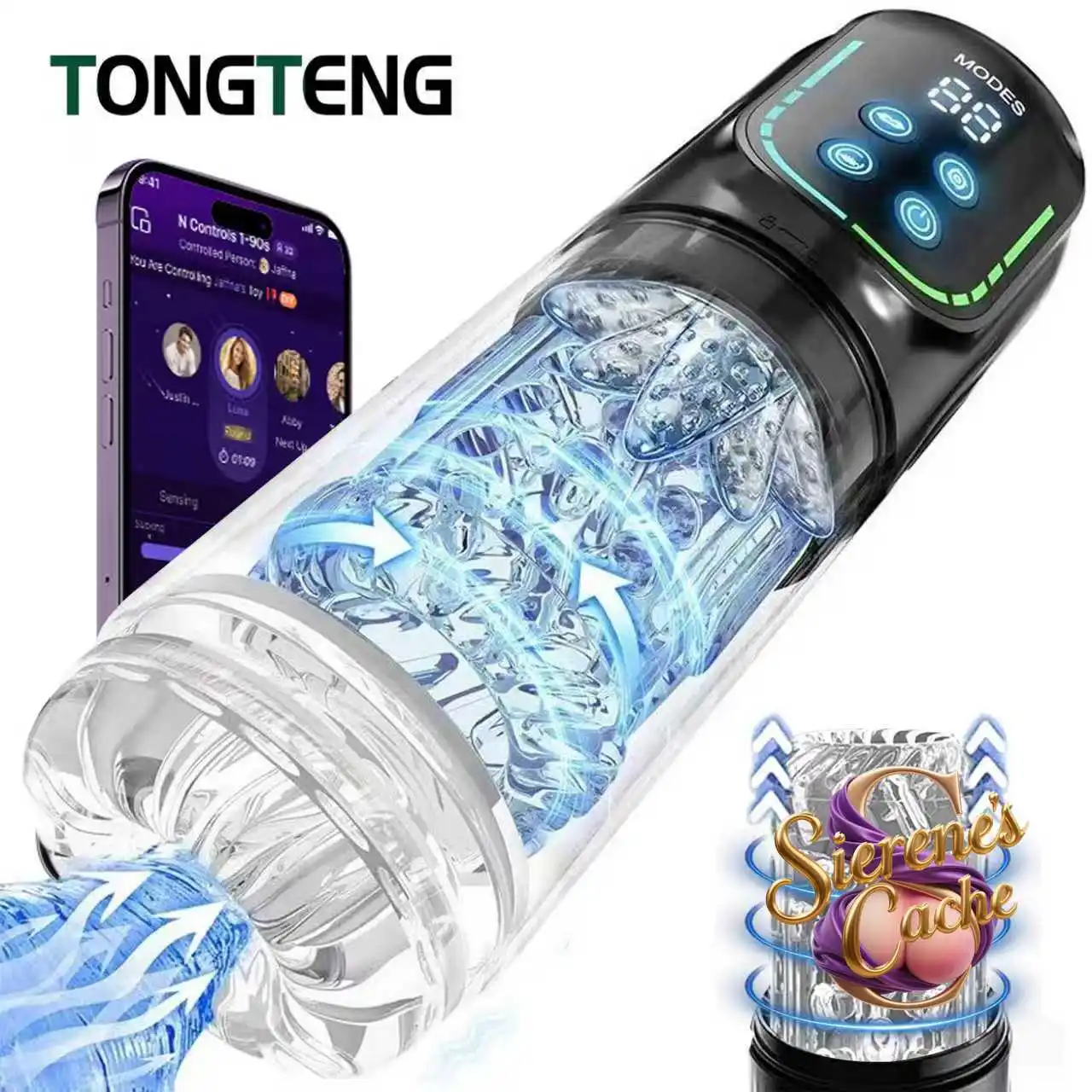 SCAPP LED Automatic Male Masturbator Cup 7 Sucking Rotating Licking Thusting Modes Pocket Pussy Stroker Blowjob Sex Toys For Men