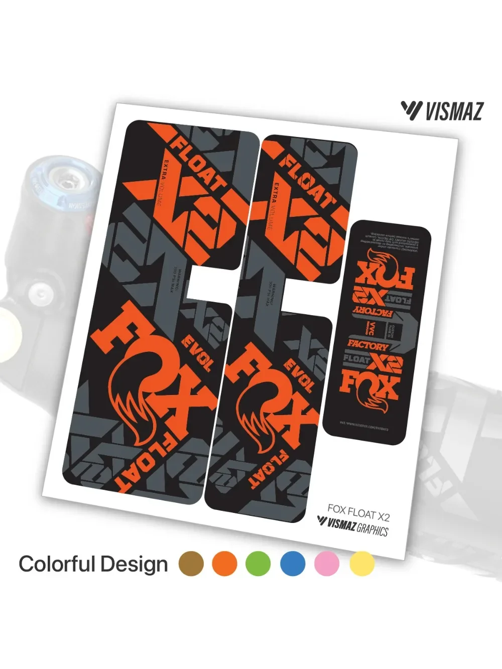 AliExpress VISMAZ  FLOAT X2 Fork MTB Rear Shock Colorful Bike Decal Kit Compatible Weatherproof & Fade-Resistant Vinyl Stickers